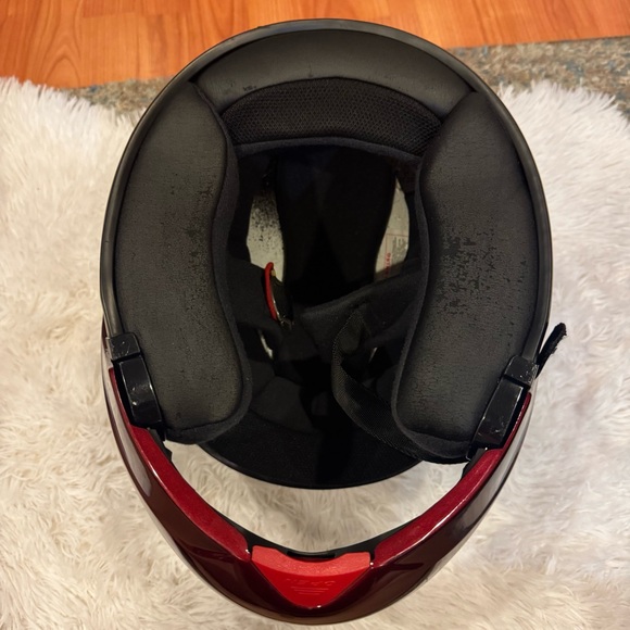 Burgundy Motorcycle Helmet With Harley Decals - Picture 6 of 8